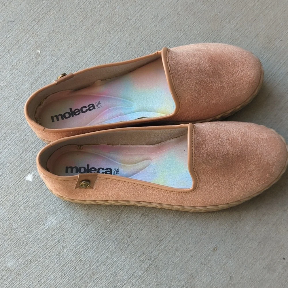 Moleca Pink Slip On Brazillian Round Toe‎ Flats Shoes 6